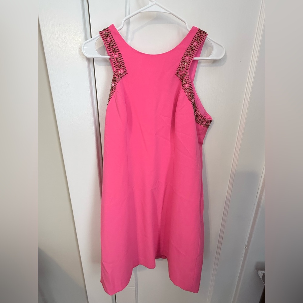 Lilly Pulitzer Pink Largo Shift Beaded Dress Size 10 NWT